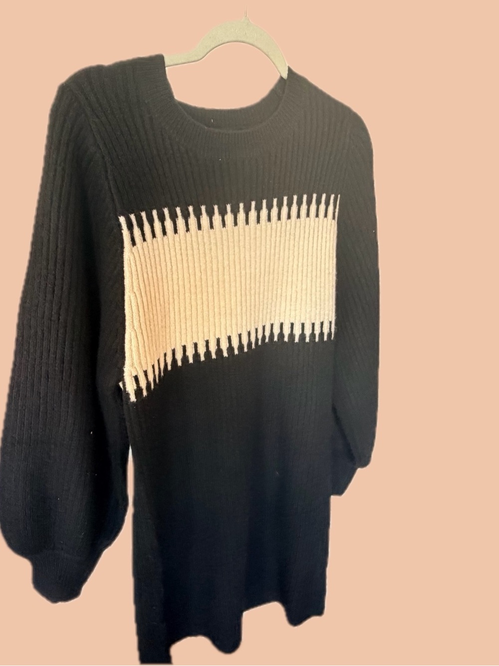 Promesa Black Sweater with Cream Contrast Panel